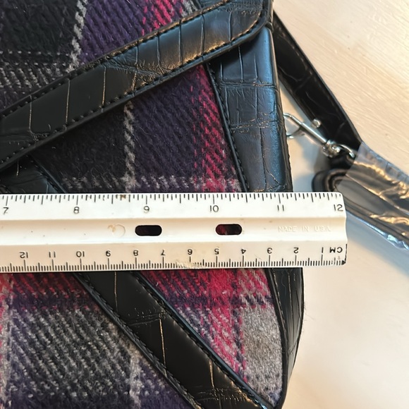 Relic purple multi plaid fabric/faux leather satchel/shoulder bag, silver accent - Picture 7 of 9